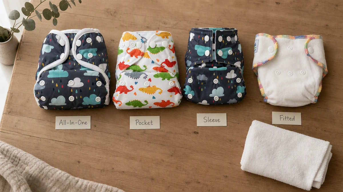 Cloth nappy styles compared — AIO, pocket, sleeve and fitted nappies from Bamboo Baby